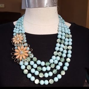 Aqua Moonglow 4 Strand Necklace